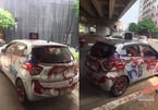 Xe taxi bị tạt kín sơn ở Linh Đàm, tài xế phẫn nộ