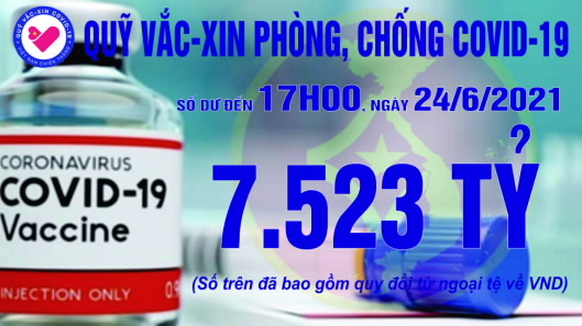 17h ngày 24/6: Quỹ Vắc xin đạt 7.523 tỷ đồng