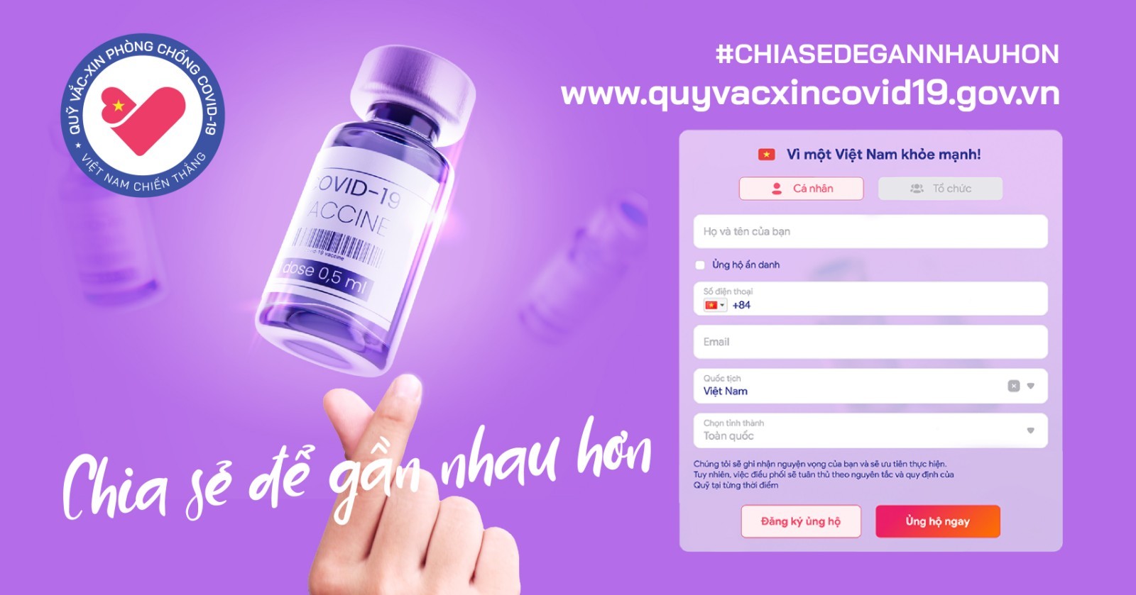 Thêm phương thức ủng hộ Quỹ vắc xin phòng chống Covid-19 qua website