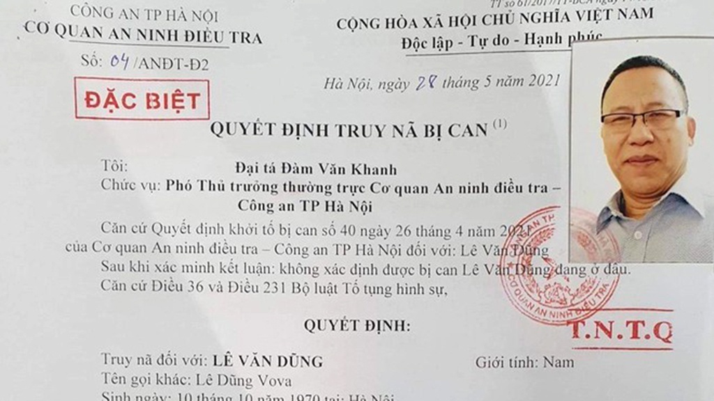 Lê Dũng Vova đã bị Công an Hà Nội bắt giữ