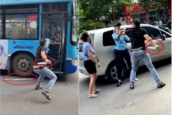 Thanh niên cầm dao uy hiếp phụ xe buýt Hà Nội vì 'bị xe buýt chèn'