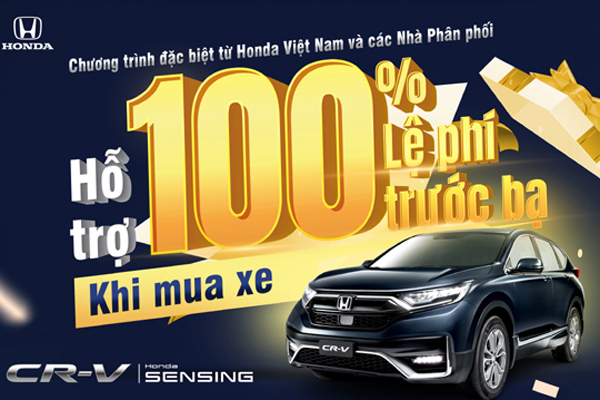 Mua Honda CR-V được miễn 100% lệ phí trước bạ trong tháng 7