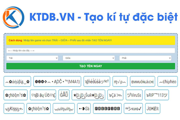 Tạo kí tự đặc biệt dễ dàng với KTDB.VN