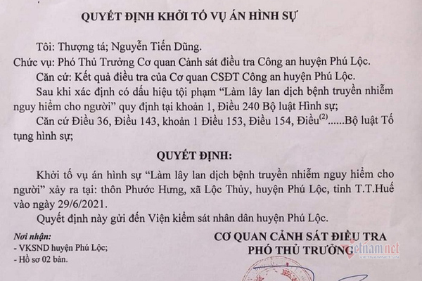 Khởi tố vụ tài xế nhiễm Covid-19 qua đêm ở TT-Huế làm lây lan dịch