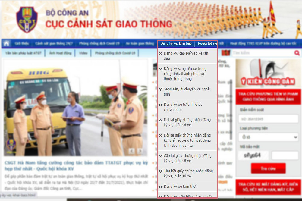 Từ 21/7, thêm hình thức đăng ký, khai báo xe online