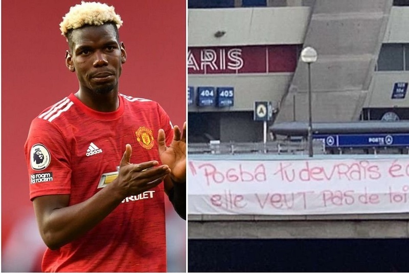 CĐV PSG giăng biểu ngữ phản đối Paul Pogba