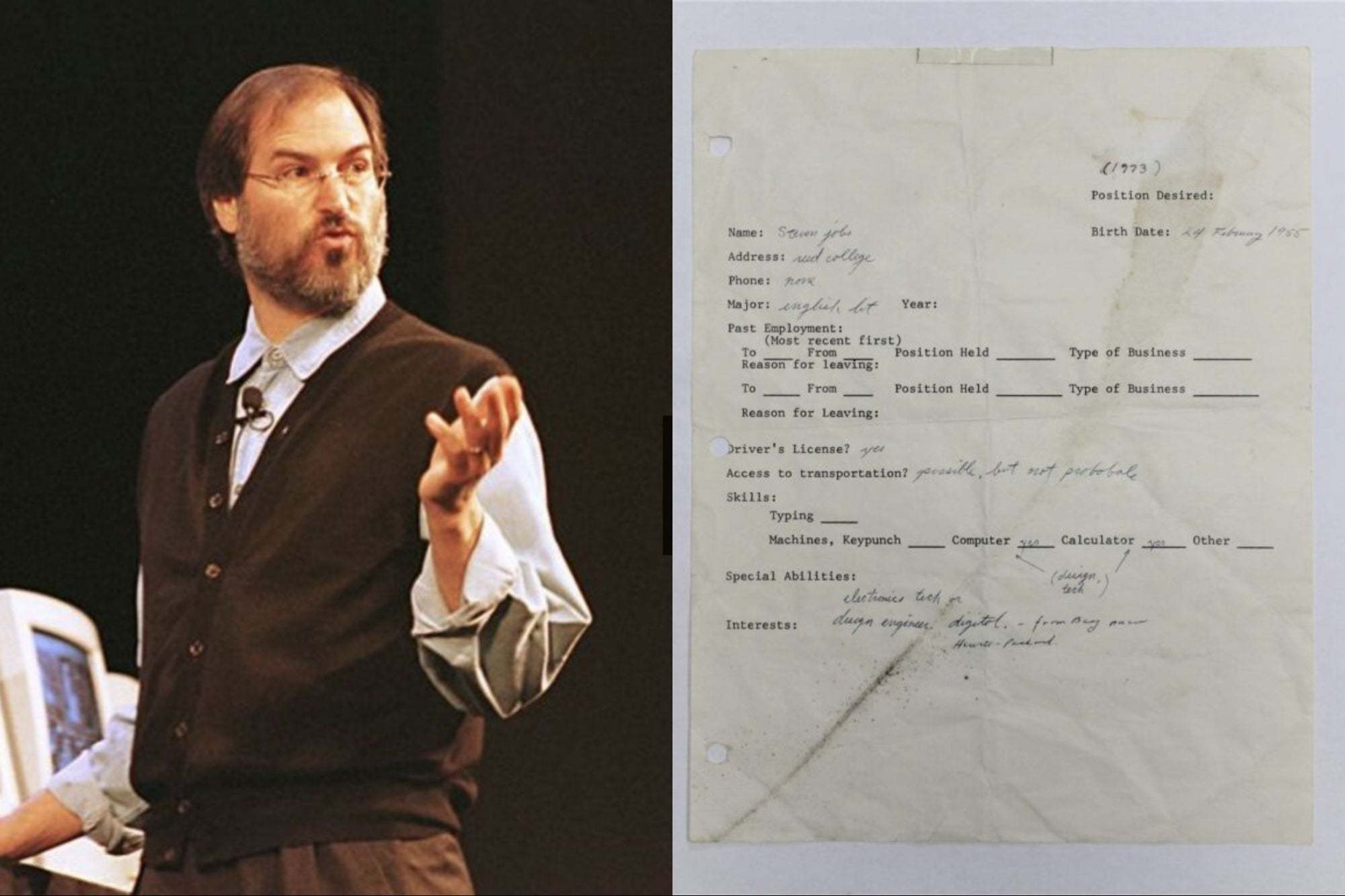 Đơn xin việc của Steve Jobs lại được bán đấu giá