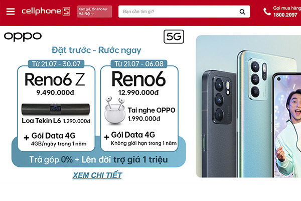 Lên đời OPPO Reno 6 series giá mềm ở CellphoneS