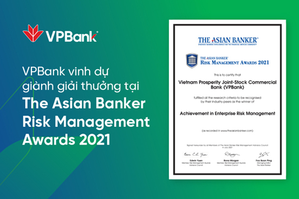 VPBank lần thứ 2 nhận giải thưởng quản trị rủi ro cấp châu lục
