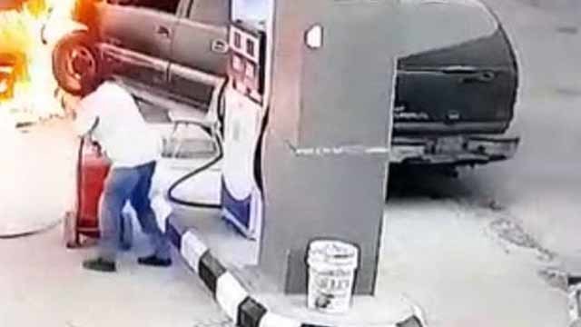 Nữ tài xế gây đại họa tại cây xăng