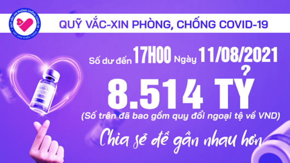 17h ngày 11/8: Quỹ vắc xin tăng thêm 52 tỷ, đạt 8.514 tỷ đồng