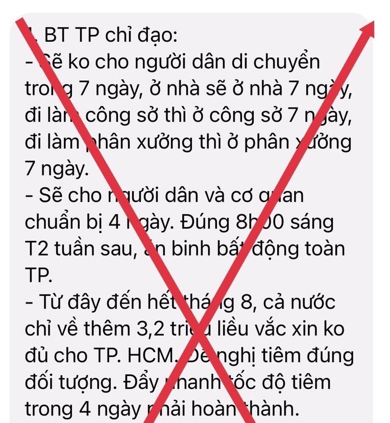 TP.HCM khẳng định thông tin 'không cho người dân di chuyển trong 7 ngày' là tin giả