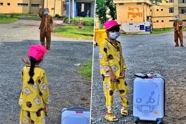 Bé gái mồ côi bịn rịn chia tay ông ở cổng bệnh viện dã chiến