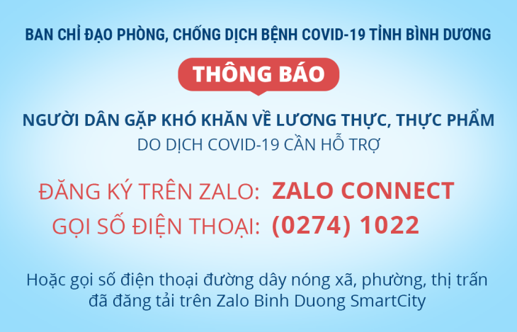 Bình Dương sử dụng Zalo Connect để kịp thời hỗ trợ người dân gặp khó do Covid-19