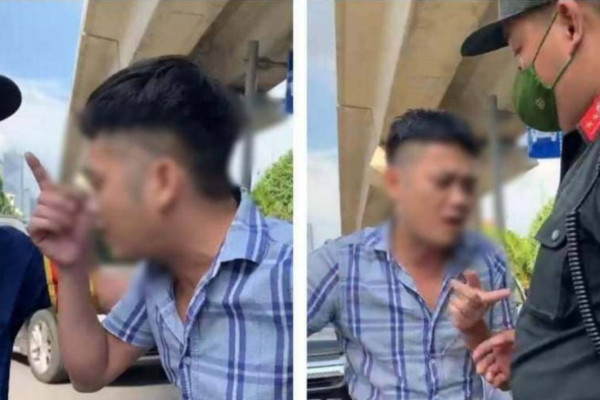 Người đàn ông không đeo khẩu trang, cà khịa cảnh sát ở Hà Nội