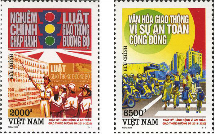 Propagating 4 rules of road traffic safety on postage stamps