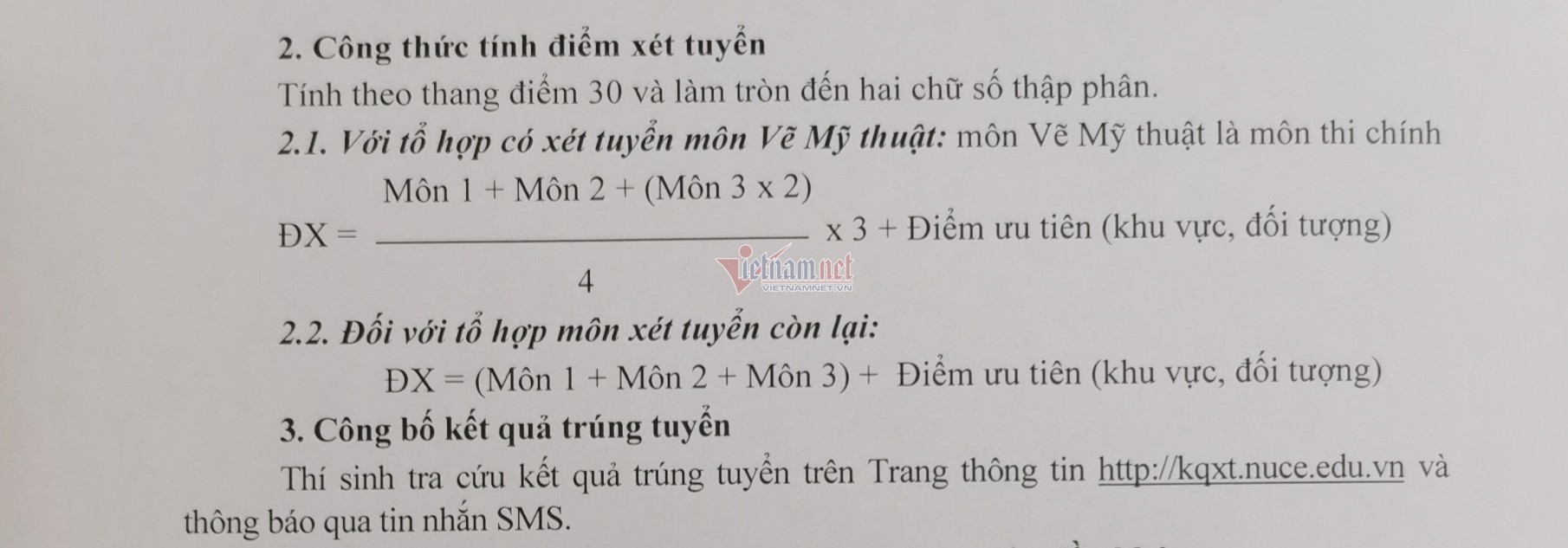 Trường ĐH Xây dựng công bố điểm chuẩn năm 2021