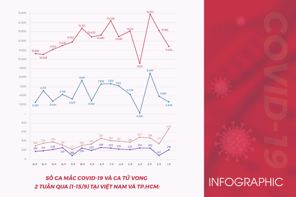Infographic số ca nhiễm và tử vong vì Covid-19 Việt Nam 2 tuần qua