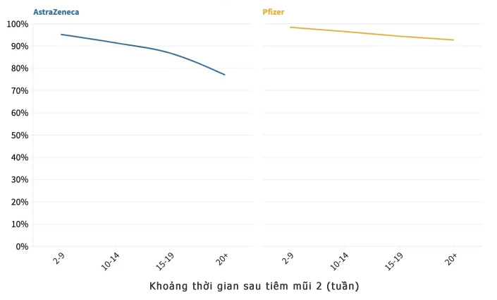 Hiệu quả vắc xin Pfizer và AstraZeneca phai dần như thế nào?