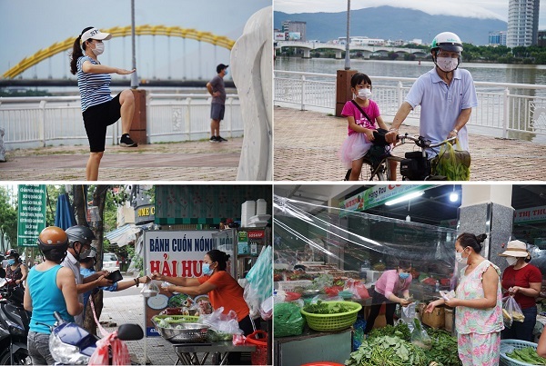 Người dân “vùng xanh” ở Đà Nẵng được tập thể dục, mua thực phẩm thoải mái hơn