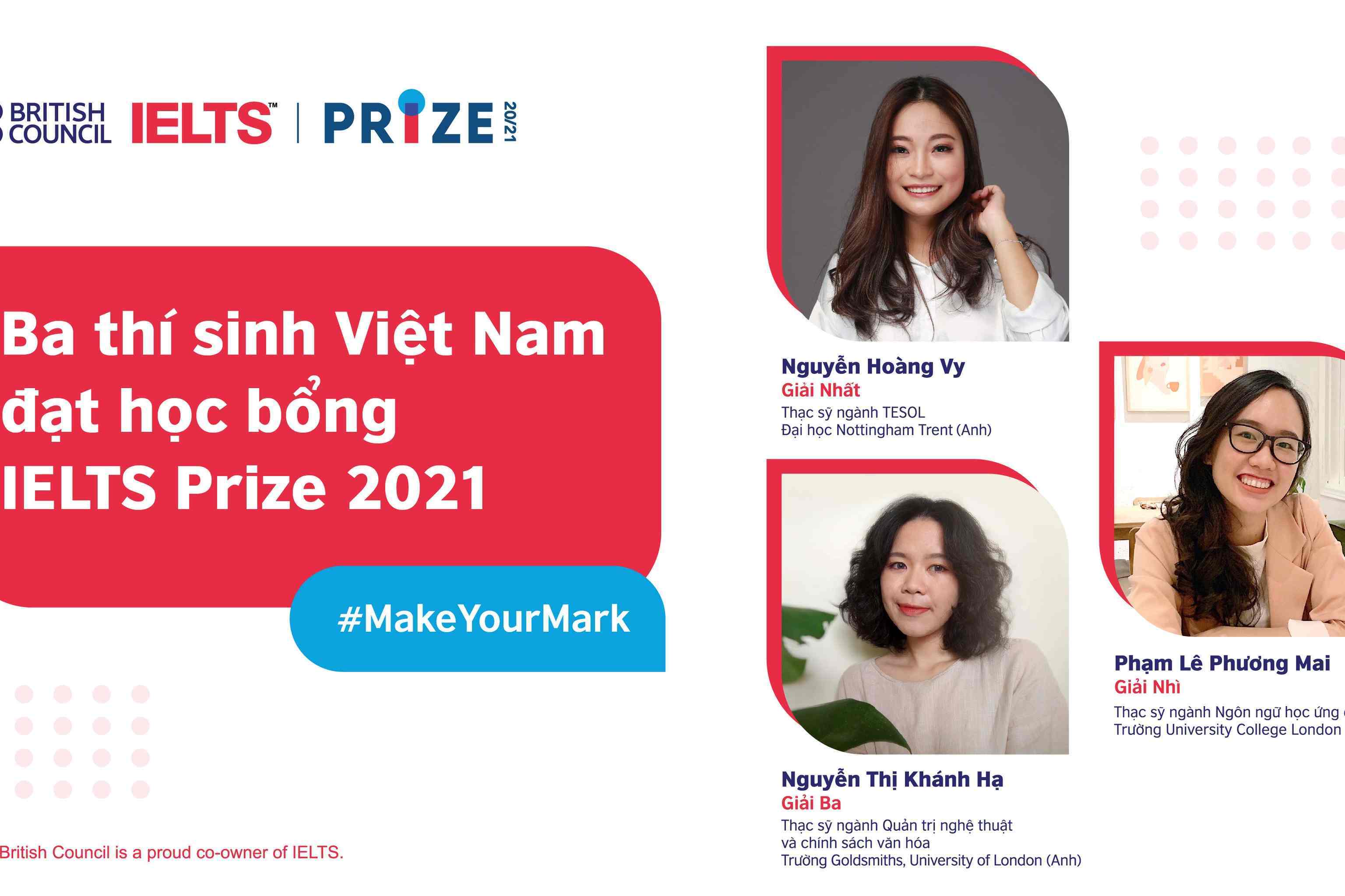 3 người trẻ Việt giành học bổng IELTS Prize 2021