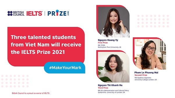 Three Vietnamese students win IELTS Prize 2021