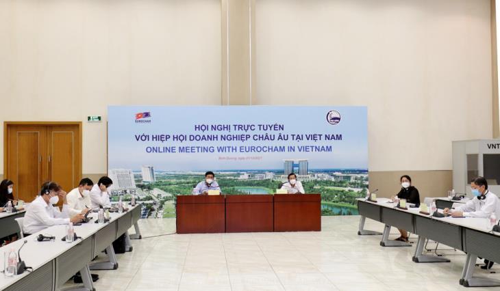 Bình Dương-EURO CHAM: Đối thoại trực tuyến tìm cách tháo gỡ khó khăn, khôi phục sản xuất