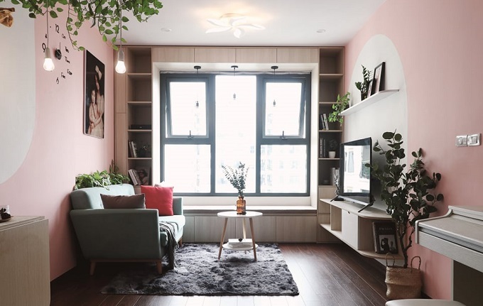 Căn hộ 58m2 phủ màu hồng ngọt ngào, góc nào cũng siêu yêu