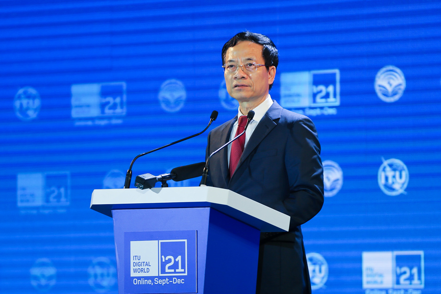 Bộ trưởng Nguyễn Mạnh Hùng phát biểu tại Lễ khai mạc ITU Digital World 2021