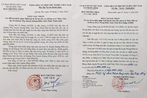 Thêm 4 xã ở TT-Huế xác nhận Thủy Tiên đến trao tiền từ thiện