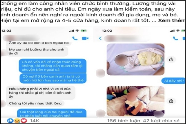 Vợ bị nhân tình của chồng nhắn tin khoe 'sắp đầy tháng con trai anh ấy'