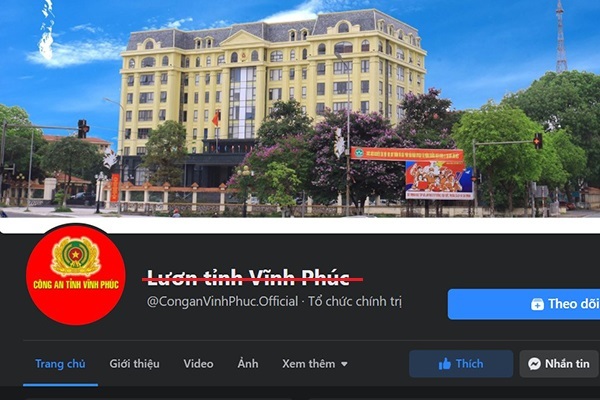 Kẻ xấu đổi tên Fanpage Công an tỉnh Vĩnh Phúc