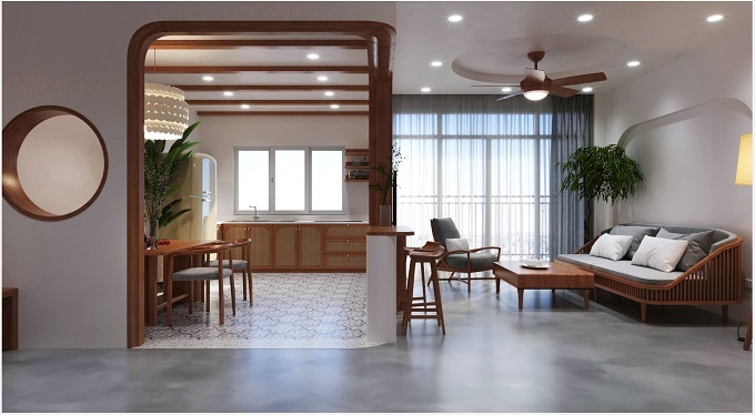 Kiến trúc sư thiết kế căn hộ 500 triệu với nền láng bê-tông, gia chủ khen ngợi hết lời