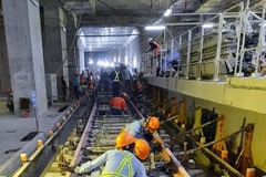 Metro Bến Thành- Suối Tiên thi công đoạn ray ngầm cuối cùng