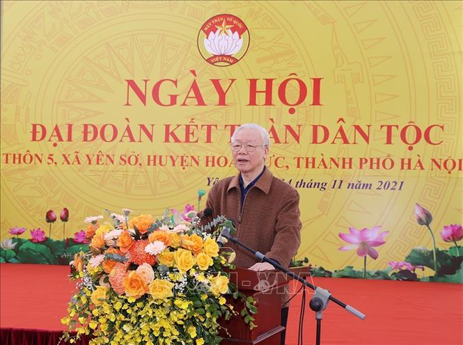 Tổng Bí thư Nguyễn Phú Trọng dự Ngày hội Đại đoàn kết toàn dân tộc tại xã Yên Sở