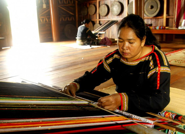 Woman weaving; Central Highlands, Vietnam, Woman weaving; M…