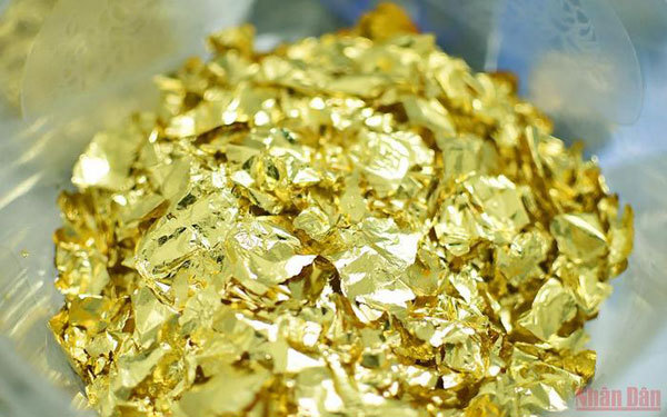 Glittering thin gold leaves from Kieu Ky Village