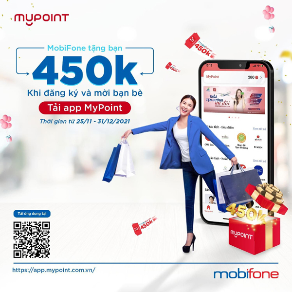 Thuê bao MobiFone nhận quà 450.000 đồng từ ứng dụng MyPoint