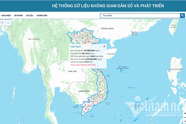 Số hóa bản đồ Việt Nam với các dữ liệu thống kê về dân số, xã hội