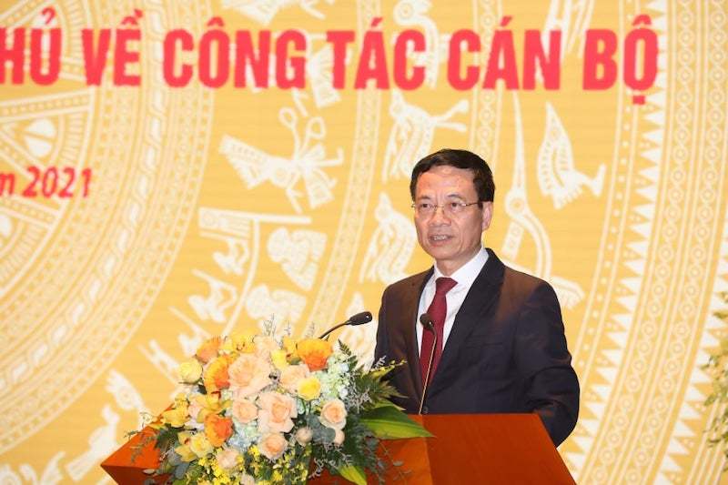 Bộ trưởng Nguyễn Mạnh Hùng phát biểu tại Lễ công bố quyết định Chủ tịch VNPT