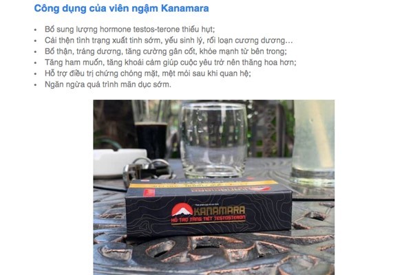 Cảnh báo TPBVSK Kanamara vi phạm quy định quảng cáo