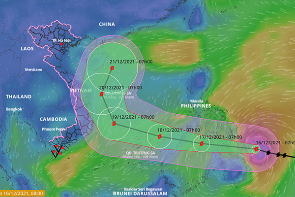 Bão Rai đang giật cấp 17, tiến nhanh về Biển Đông