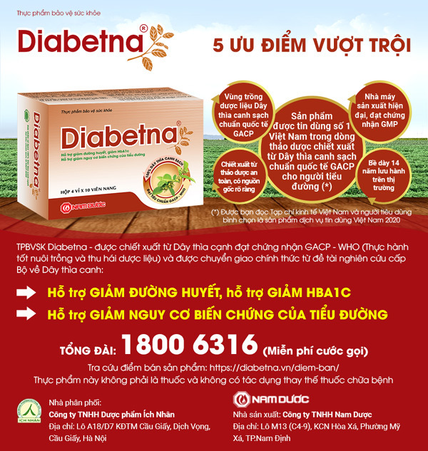 Diabetna nhận giải sản phẩm được tin dùng số 1 Việt Nam cho người tiểu đường
