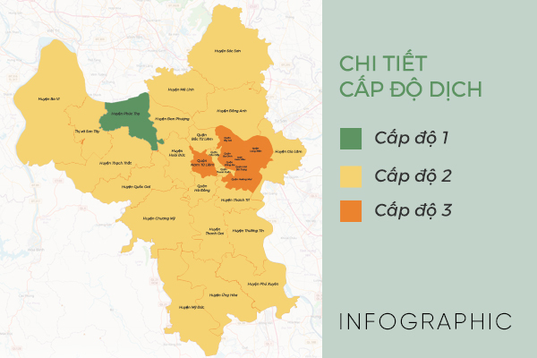 Chi tiết cấp độ dịch tại 30 quận, huyện Hà Nội