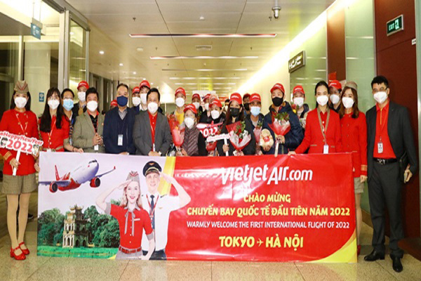 Vietjet đón chuyến bay quốc tế đầu tiên của năm mới từ Nhật Bản