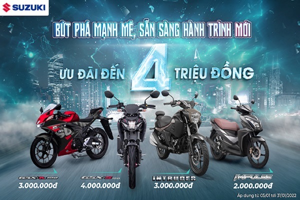 Nhận lì xì đến 4 triệu đồng khi mua xe máy Suzuki
