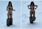 Kendall Jenner mặc bikini hai mảnh giữa trời tuyết lạnh
