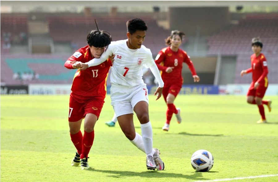 Highlights nữ Việt Nam 2-2 nữ Myanmar: Mãn nhãn siêu phẩm phạt góc