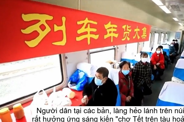 Độc đáo phiên chợ Tết trên tàu hỏa ở Trung Quốc