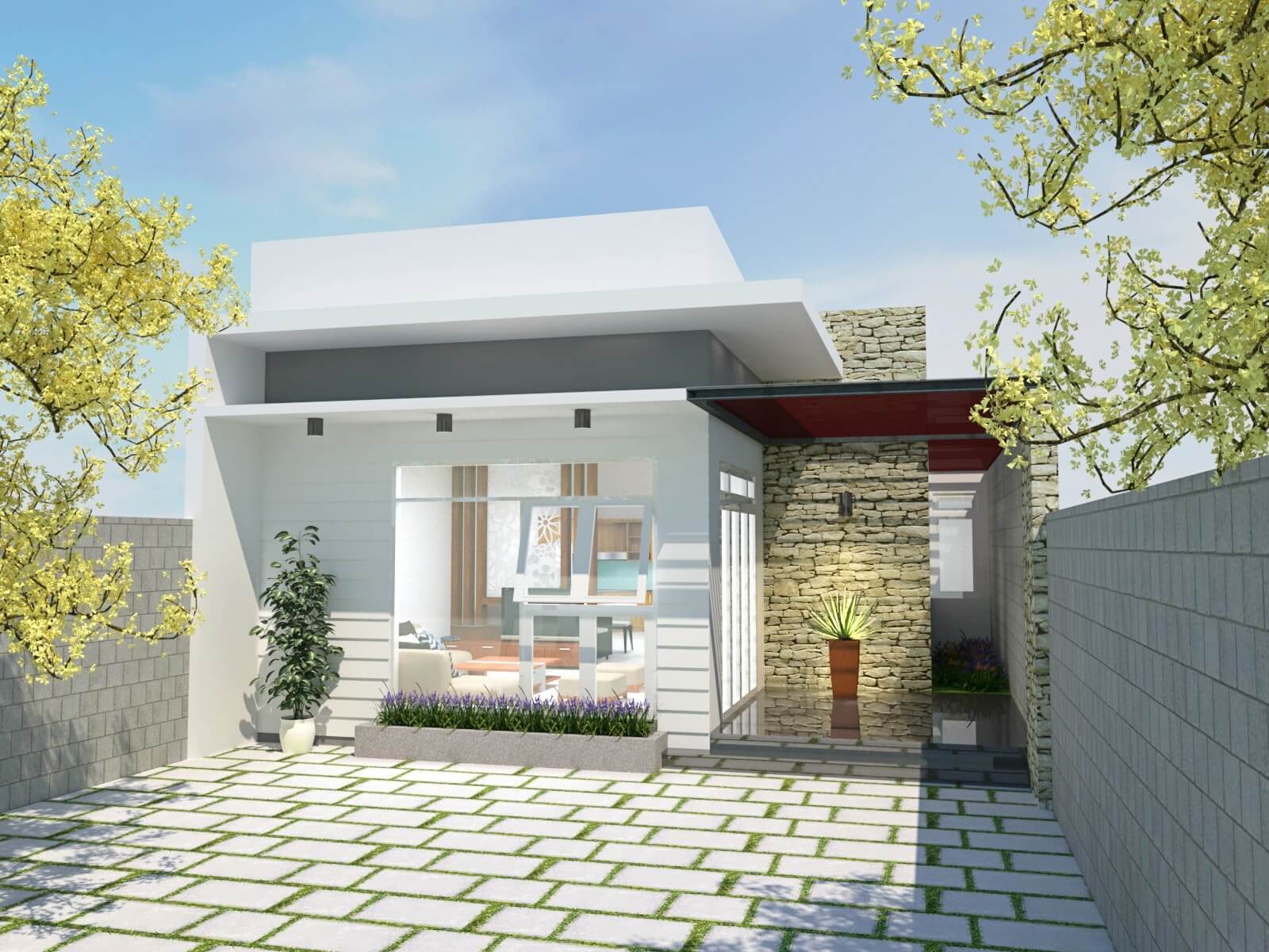 Nhà ống 1 tầng 5x20m chuẩn tỉ lệ vàng, sân vườn như chốn nghỉ dưỡng